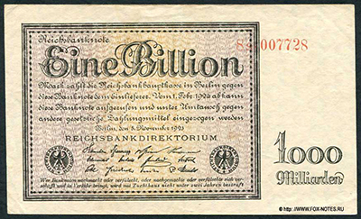 Germany banknote 1 billion marks 1923