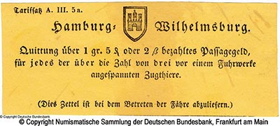 Wegegeld. 1 Groschen 5 Pfennig oder 2 Schilling