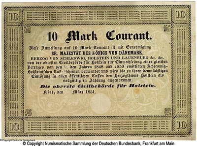 Oberste Civilbehörde für Holstein 10 марок 1851