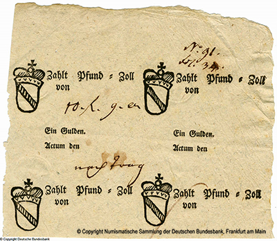 Hagsfeld bei Karlsruhe Wegegeld 1 Gulden