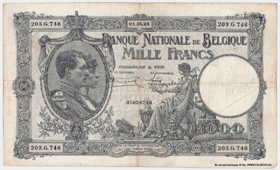 Belgium 1000 francs 1926