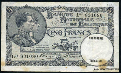 Belgium 5 francs 1927