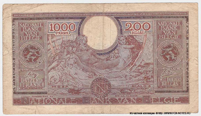 Belgium 1000 francs 1943