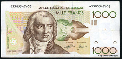 Belgium 1000 francs 1980 banknote