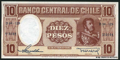 Banco Central de Chile. Chile. 10 pesos 1958.