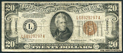 United States of America. 20 dollars SERIES 1934 A. HAWAII