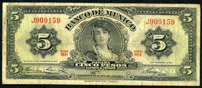 Banco de México 5 Pesos 1961/BANKNOTE MYeKSIKI