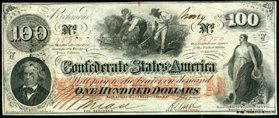 Confederate States of America 100 dollars 1862
