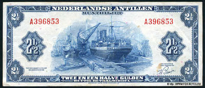 Netherlands Antilles 2 1/2 guilders 1955