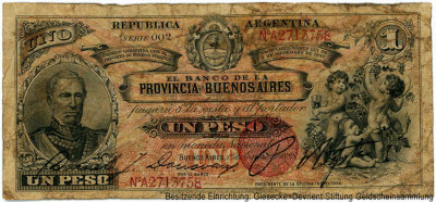Banco de la Provincia de Buenos Aires 1 peso 1º Enero de 1888
