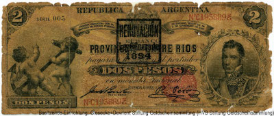Banco Provincial de Entre Rios 2 Pesos 1881