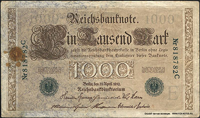 1000 stamps - 21. April 1910. Two green seals.