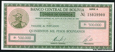 Bolivia 500,000 pesos 1984