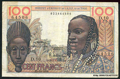 French West Africa 100 francs 1956