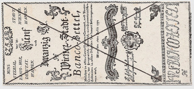 Wiener-Stadt-Banco-Zettel. 25 Gulden 1771.