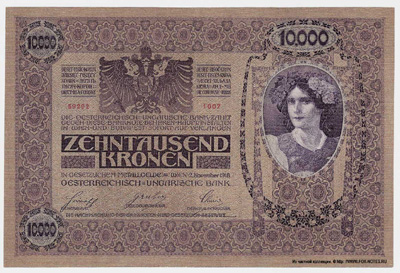 Austro-Hungarian Bank. Banknote 10000 kroons 1918 .