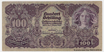 Austrian National Bank. 100 shilling note 1927 .