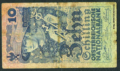 Austrian National Bank. 10 shilling note 1927 .
