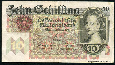 Austrian National Bank. 10 shilling note 1946 .