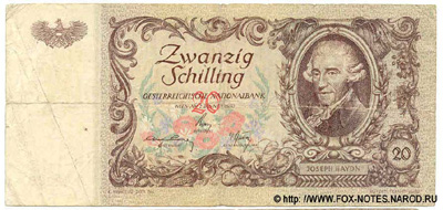 Austrian National Bank. 20 shilling note 1950 .