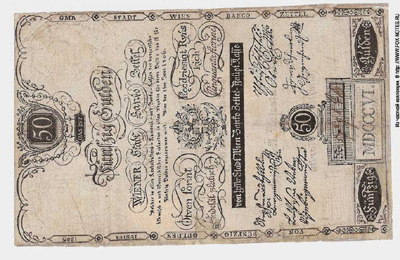 Wiener-Stadt-Banco-Zettel. 50 Gulden 1806.