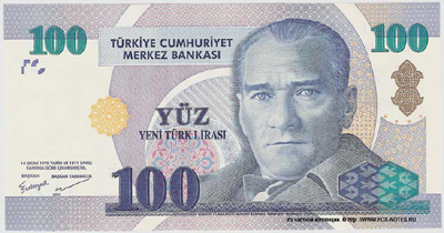 Turkey 100 new lira 2005