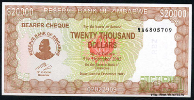 Beares check. 20000 dollars 2003.